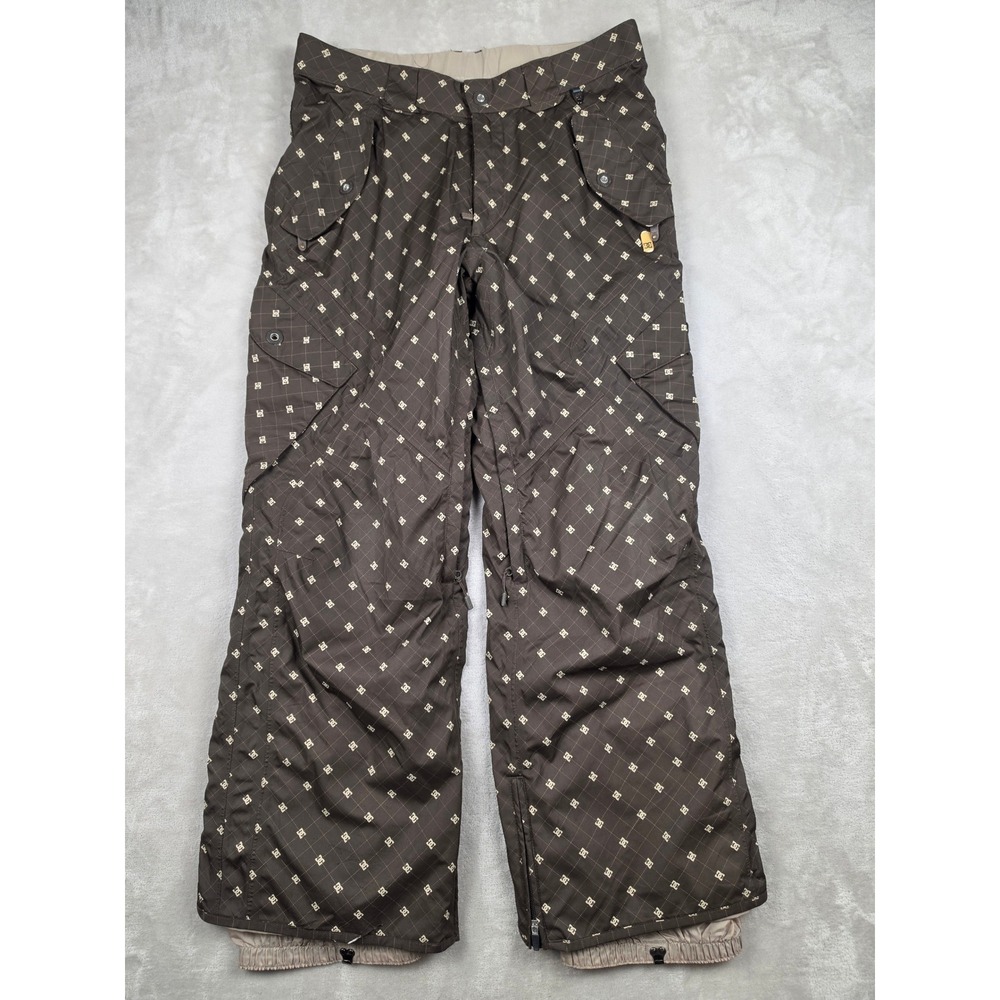 DC Snowboard Pants Mens Large Brown Monogram Exotex 10000 Cargo Ski Trousers Y2K